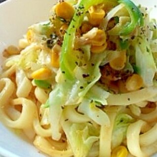 キャベツとツナの味噌マヨうどん